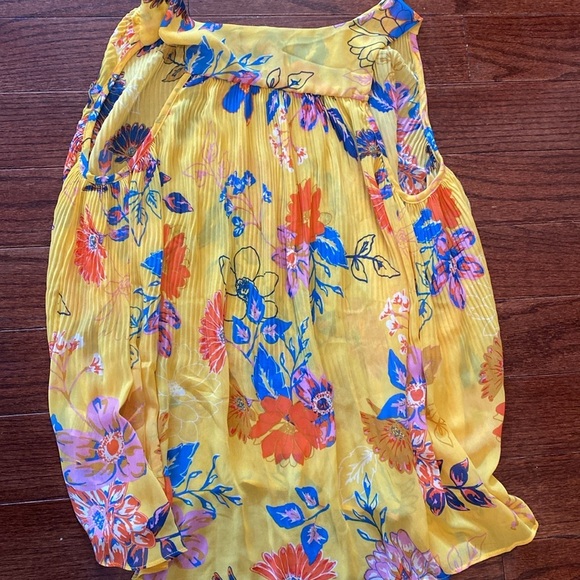 Anthropologie Current Air Ruched Yellow and Blue Blouse - Picture 4 of 5